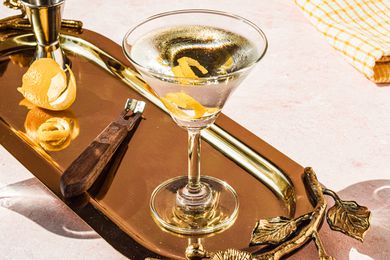 Classic Vodka Martini in a martini glass on a tray 