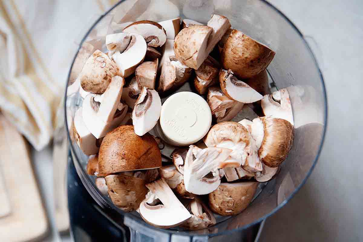 How to Make Vegan Chili load the mushrooms into the food processor
