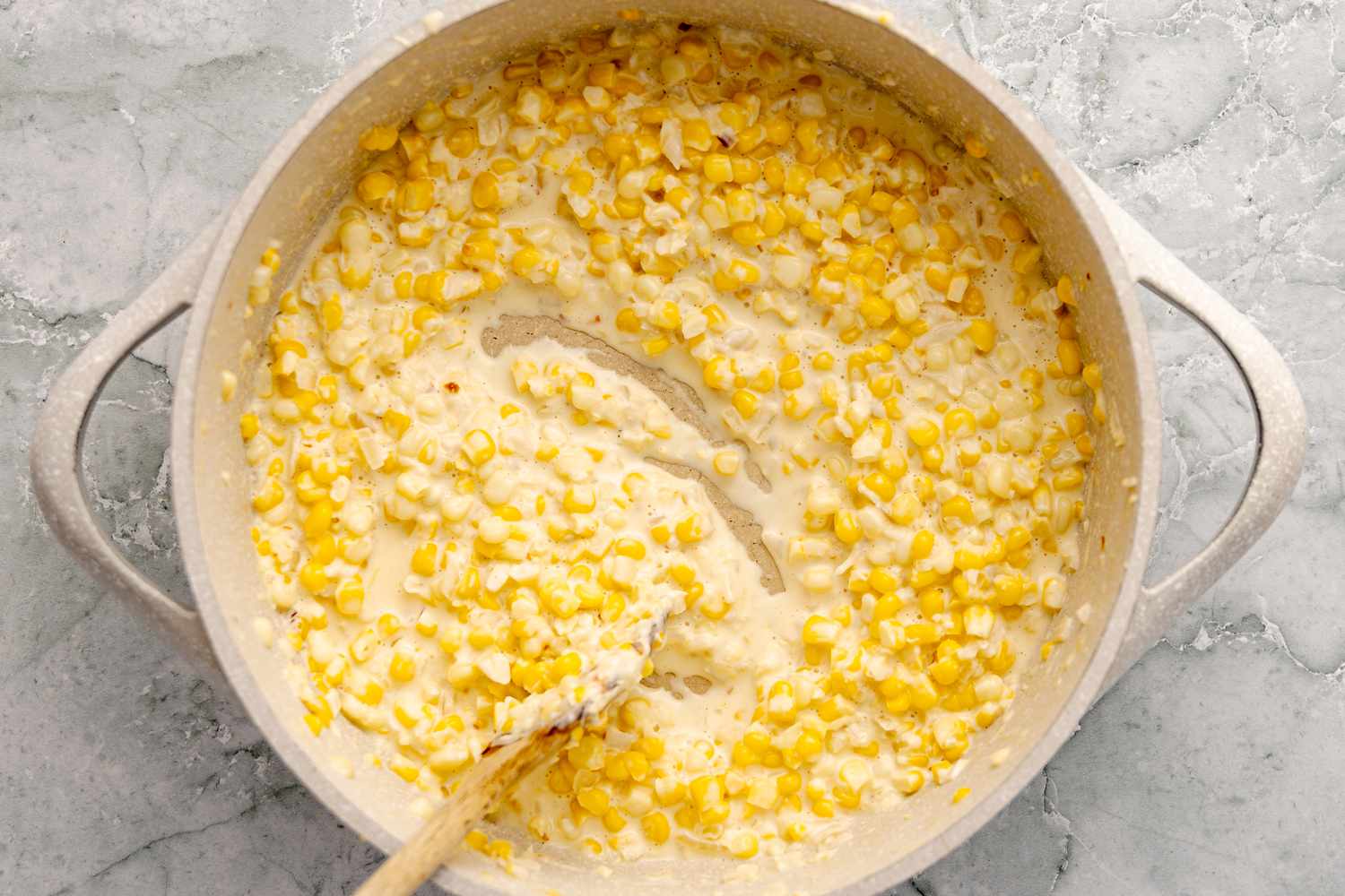 Cream Added to Corn for Pasta