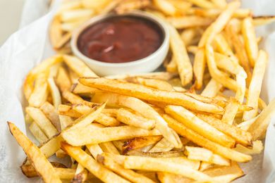 Homemade French Fries Served with Ketchup