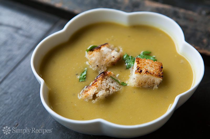 A split pea recipe in a bowl.