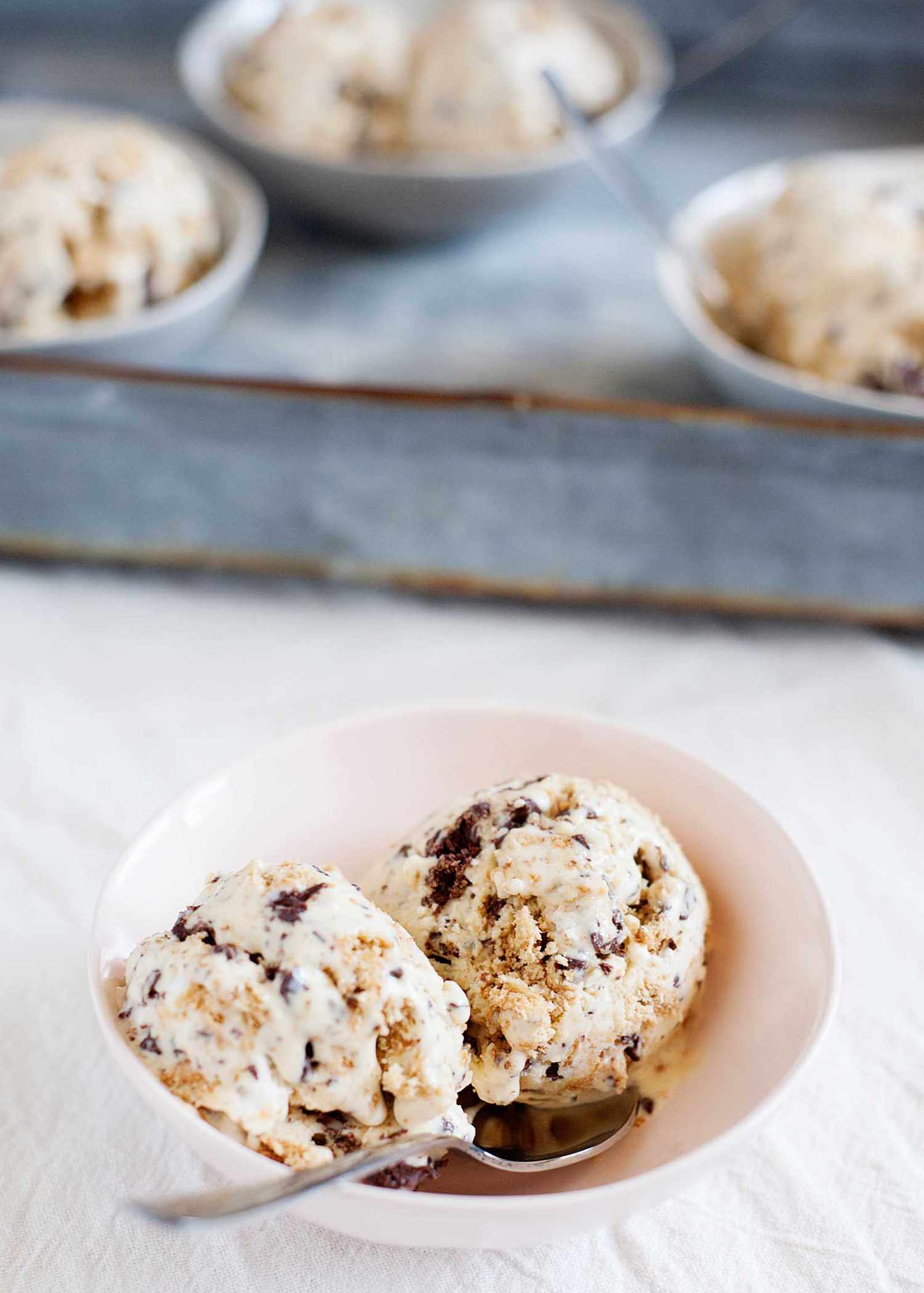 Homemade Ice Cream for an Ice Cream Maker - scoops of ice cream in a dish with a silver tray