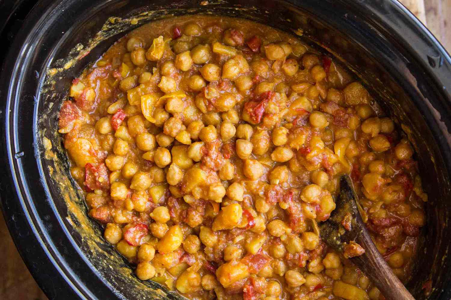 Crockpot chickpea curry after cooking