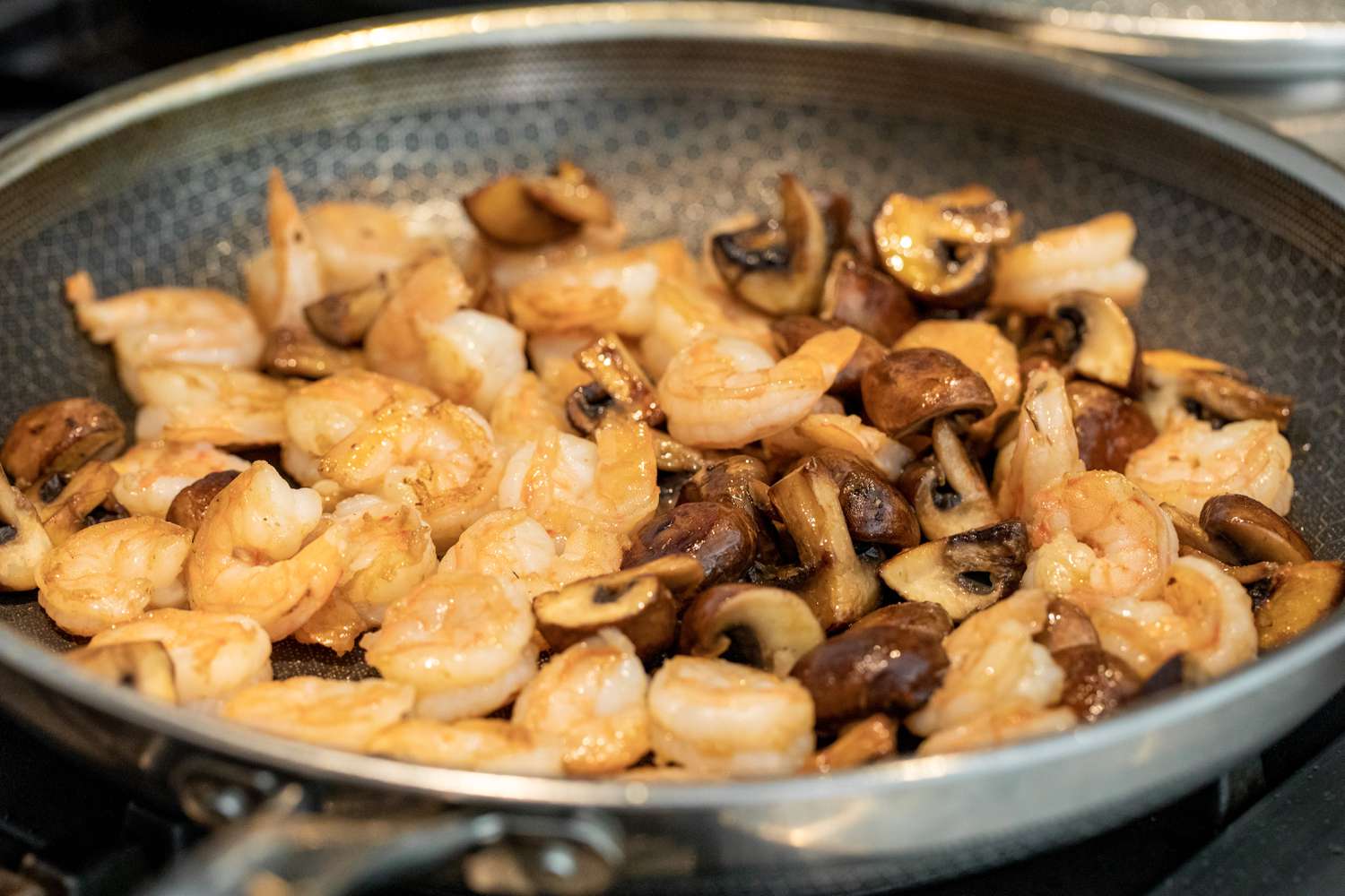 Shrimp and Mushroom in Skillet (Cooked)